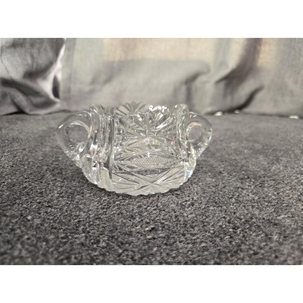 EAPG US Glass MINNESOTA #15055 Clear Toothpick Holder 3-hdld scalloped sawtooth